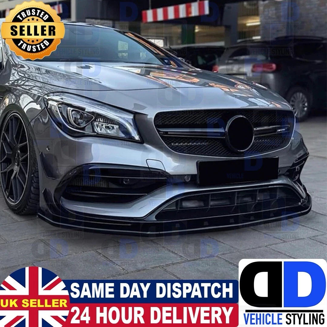 Mercedes CLA Class W117 CLA45 AMG Line Gloss Black Front Splitter Lip 16-19