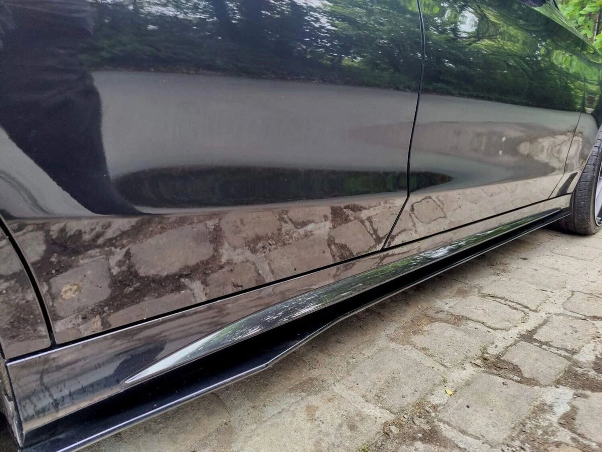 FOR MERCEDES W205 W204 C205 W176 A CARBON LOOK BLACK SIDE SKIRT EXTENTION LIP