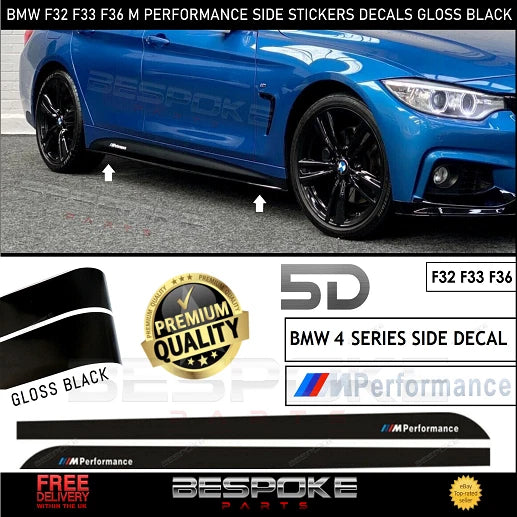 GLOSS BLACK SIDE STICKER SKIRT DECALS FOR BMW 4 SERIES F32 F33 F36 M PERFORMANCE