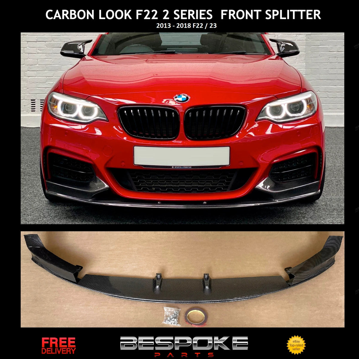 FOR BMW 2 SERIES F22 F23 FRONT SPLITTER FIT SPOILER LIP CARBON M PERFORMANCE 13+