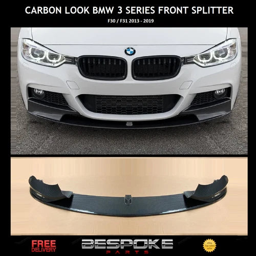 FOR BMW 3 SERIES F30 F31 FRONT SPLITTER SPOILER LIP M PERFORMANCE CARBON LOOK
