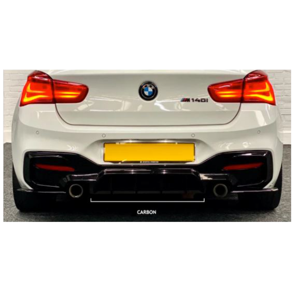 BMW 1 SERIES F20 F21 REAR DIFFUSER LIP 2015-19 LCI 135/140 STYLE CARBON LOOK