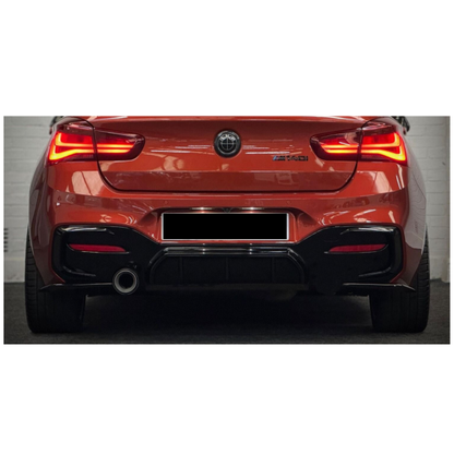 FOR BMW 1 SERIES F20 F21 REAR DIFFUSER LIP 135/140 LOOK LCI GLOSS BLACK 2015+