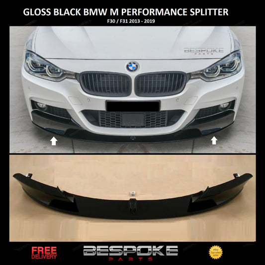 FOR BMW 3 SERIES F30 F31 FRONT LIP SPLITTER GLOSS BLACK M SPORT DIFFUSER SPOILER