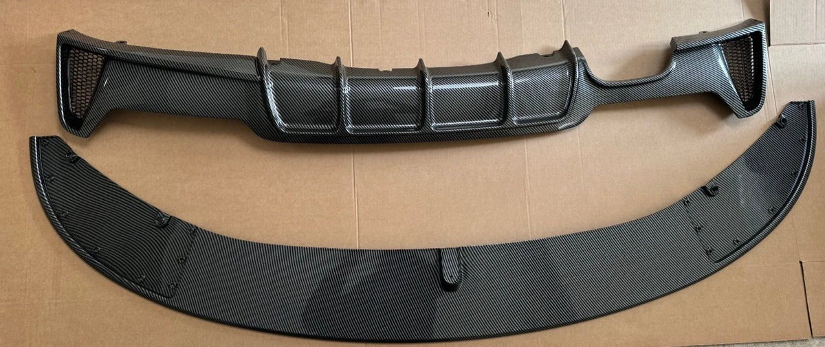 CARBON LOOK REAR DIFFUSER + FRONT SPLITTER FOR BMW 4 SERIES M SPORT F32 F33 F36 UK ABS