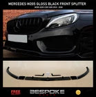 MERCEDES C CLASS FRONT SPOILER SPLITTER LIP W205 C205 AMG GLOSS BLACK 2015+