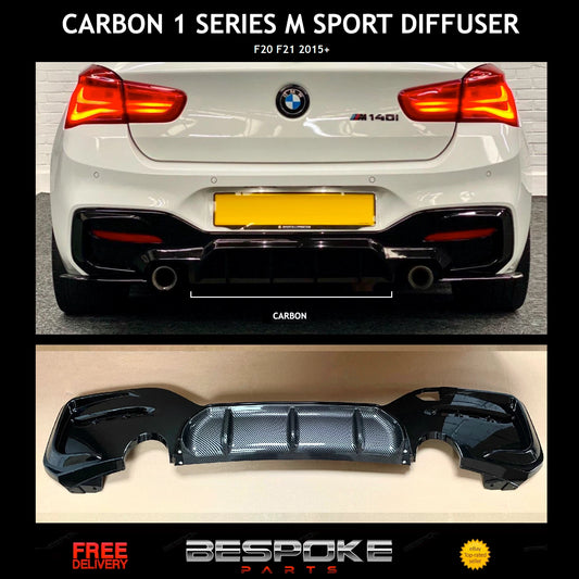 BMW 1 SERIES F20 F21 REAR DIFFUSER LIP 2015-19 LCI 135/140 STYLE CARBON LOOK