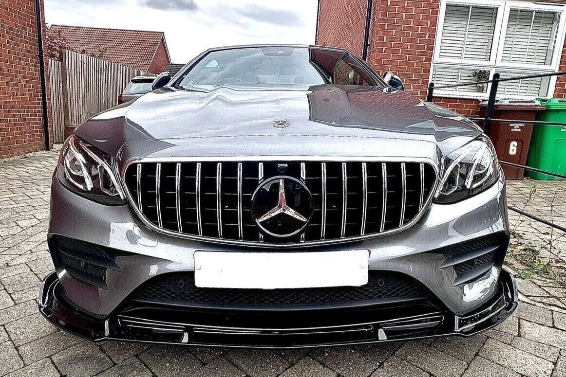 FITS MERCEDES E CLASS W213 C238 AMG E63 LOOK FRONT SPLITTER LIP GLOSS BLACK 16+