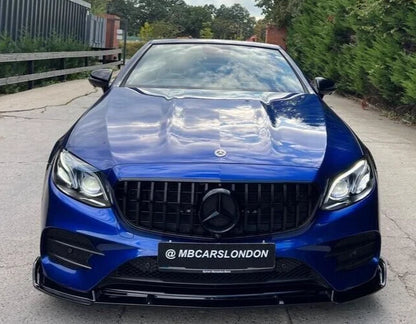 FITS MERCEDES E CLASS W213 C238 AMG E63 LOOK FRONT SPLITTER LIP GLOSS BLACK 16+
