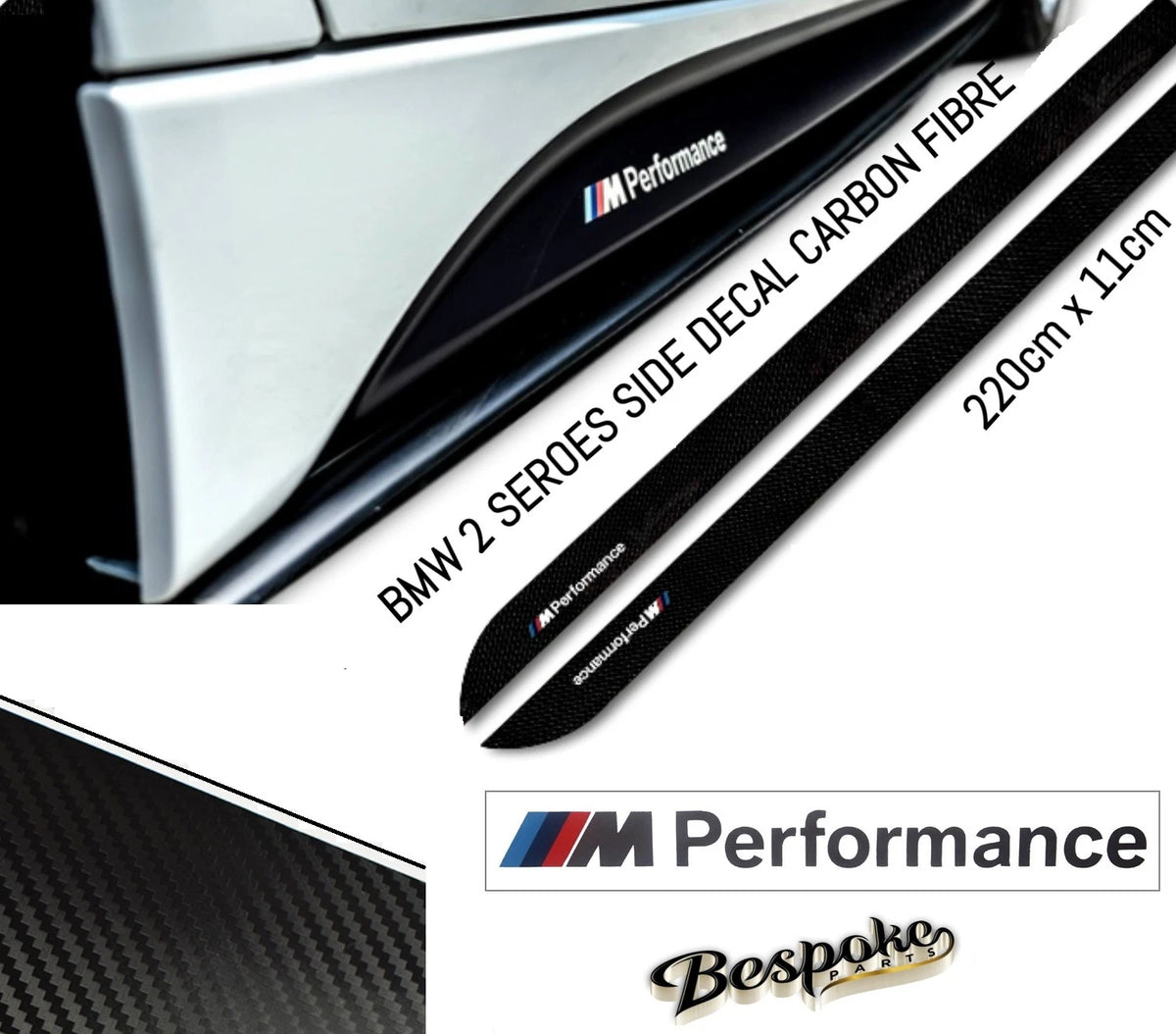 SIDE STICKERS FOR BMW 2 SERIES F22 F23 F87 PERFORMANCE SKIRT DECALS CARBON UK
