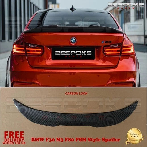 FOR F30 M3 F80 REAR SPOILER PSM DUCKTAIL HIGH KICK LIP WING CARBON FIBRE M SPORT