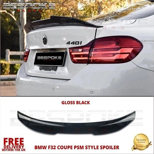 FOR BMW 4 SERIES F32 COUPE PSM REAR BOOT SPOILER LIP HIGH KICK GLOSS BLACK