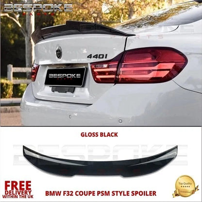 FOR BMW 4 SERIES F32 COUPE PSM REAR BOOT SPOILER LIP HIGH KICK GLOSS BLACK