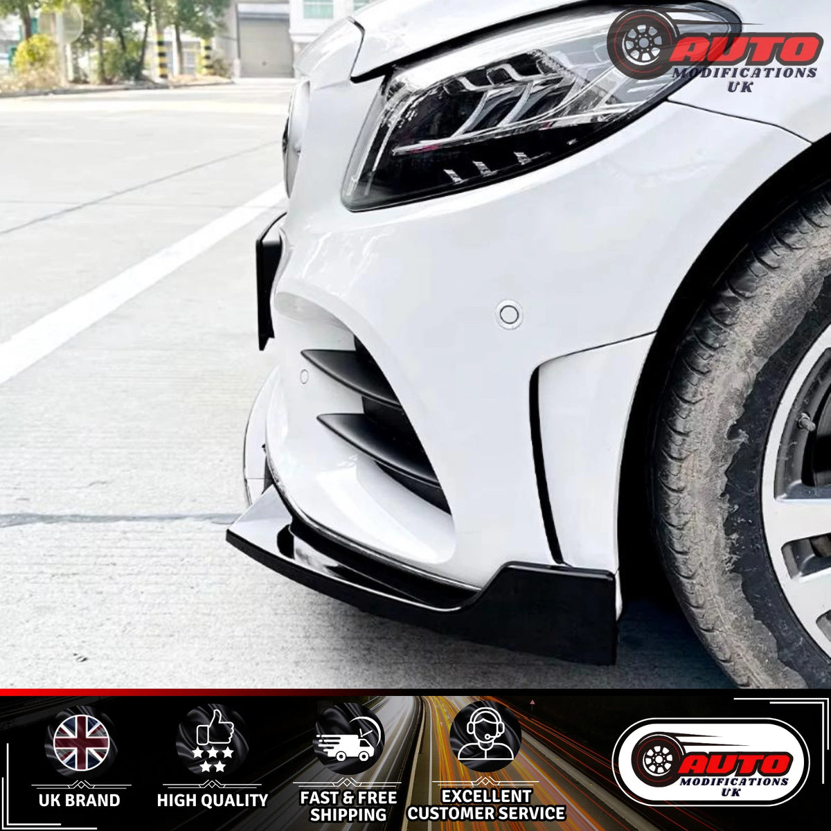 Mercedes C Class AMG Line C43 Front Splitter Spoiler Lip W205 C205 Gloss Black