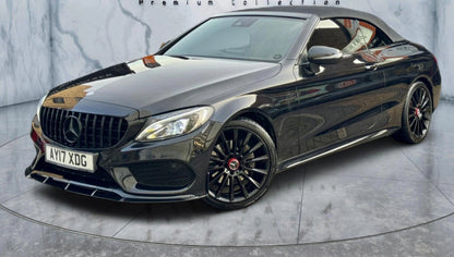 MERCEDES C CLASS W205 C205 C43 FRONT SPLITTER LIP + GT GRILL GLOSS BLACK AMG