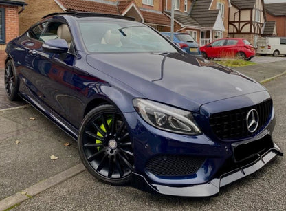 Mercedes C Class Coupe AMG Line W205 Splitter Lip Spoiler 2014-2018 Gloss Black