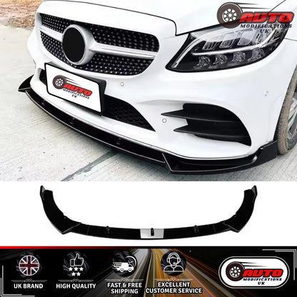 Mercedes C Class AMG Line C43 Front Splitter Spoiler Lip W205 C205 Gloss Black