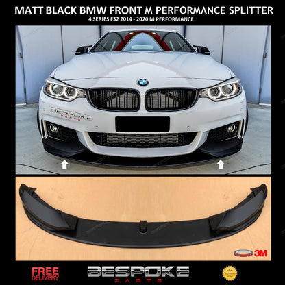 BMW 4 SERIES F32 F33 F36 FRONT SPLITTER LIP BUMPER DIFFUSER MATT BLACK 2013-2020