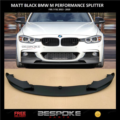 FRONT LIP SPLITTER MATTE BLACK FOR BMW 3 SERIES F30 F31 M SPORT SPOILER BUMPER