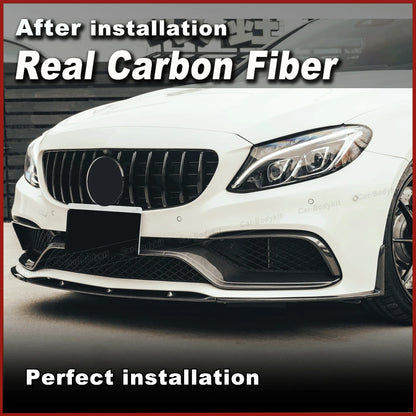 Real Carbon Front Bumper Lip for Mercedes-Benz W205 C205 Coupe C63 AMG 2015-2021