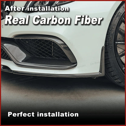 Real Carbon Front Bumper Lip for Mercedes-Benz W205 C205 Coupe C63 AMG 2015-2021