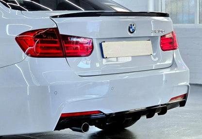 FOR BMW 3 SERIES F30 F31 GLOSS BLACK REAR DIFFUSER M PERFORMANCE LIP VALANCE 11+