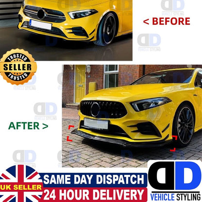 Mercedes W177 A45 A35 AMG LINE Gloss Black Front Splitter lip spoiler 2018+