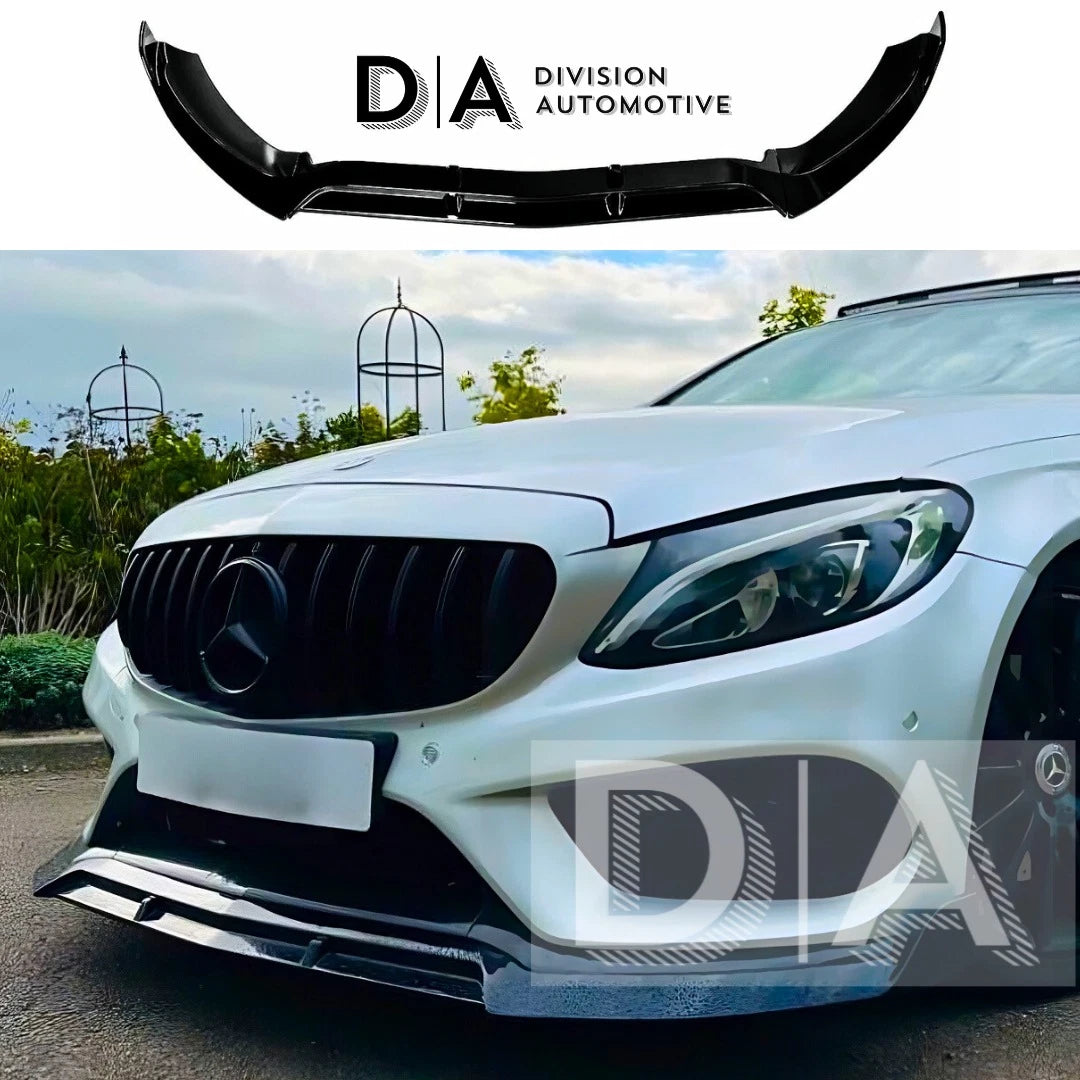 GLOSS BLACK FRONT SPLITTER SPOILER LIP FITS FOR MERCEDES C CLASS W205 C205 14-19