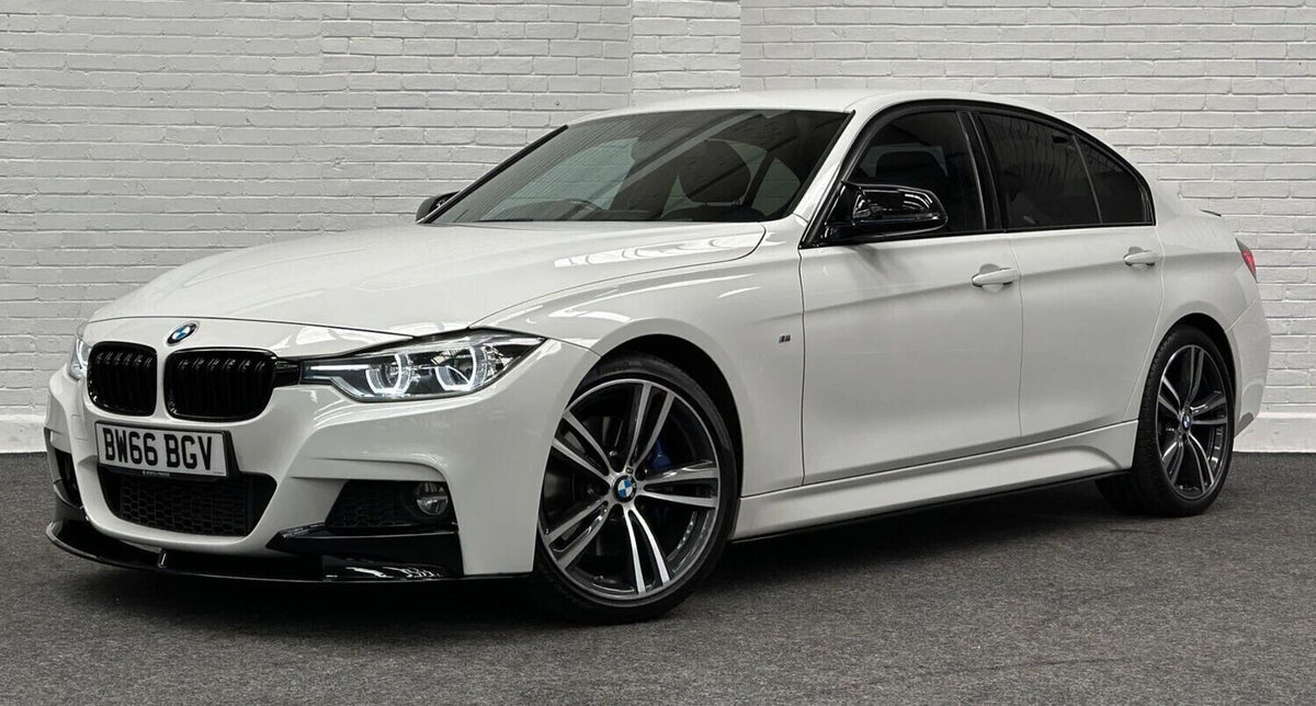 FOR BMW 3 SERIES M SPORT F30 GLOSS BLACK REAR SPOILER LIP + FRONT SPLITTER