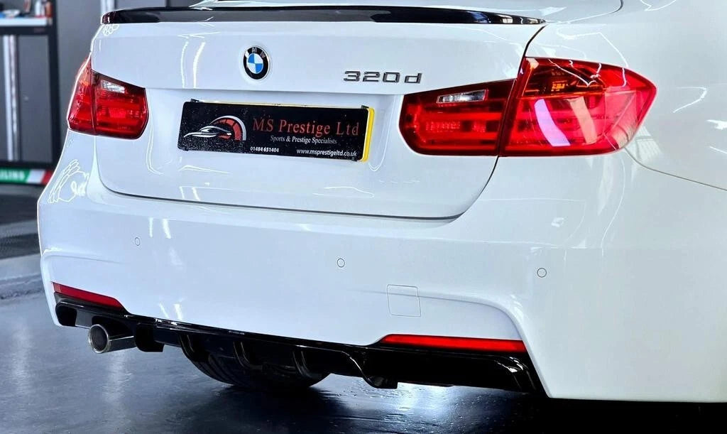 FOR BMW 3 SERIES F30 F31 GLOSS BLACK REAR DIFFUSER M PERFORMANCE LIP VALANCE 11+