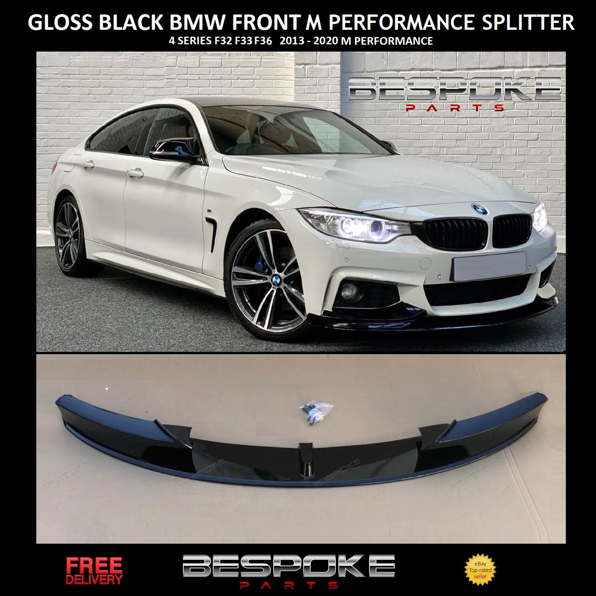 FOR BMW 4 SERIES F33 F32 F36 DIFFUSER SPLITTER LIP SPOILER BODYKIT M PERFORMANCE
