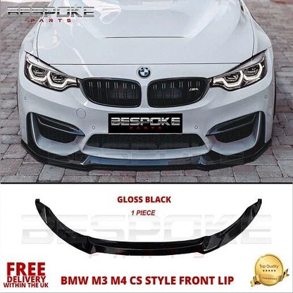 BMW M3 M4 F80 F82 F83 FRONT SPLITTER LIP M SPORT CS STYLE GLOSS BLACK SKIRT 15+
