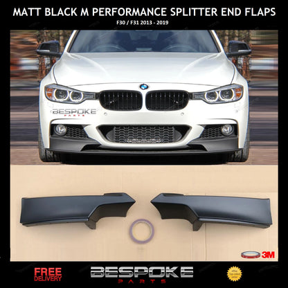 FRONT LIP SPLITTER MATTE BLACK FOR BMW 3 SERIES F30 F31 M SPORT SPOILER BUMPER