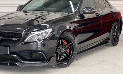 FOR MERCEDES W205 W204 C205 W176 A CARBON LOOK BLACK SIDE SKIRT EXTENTION LIP