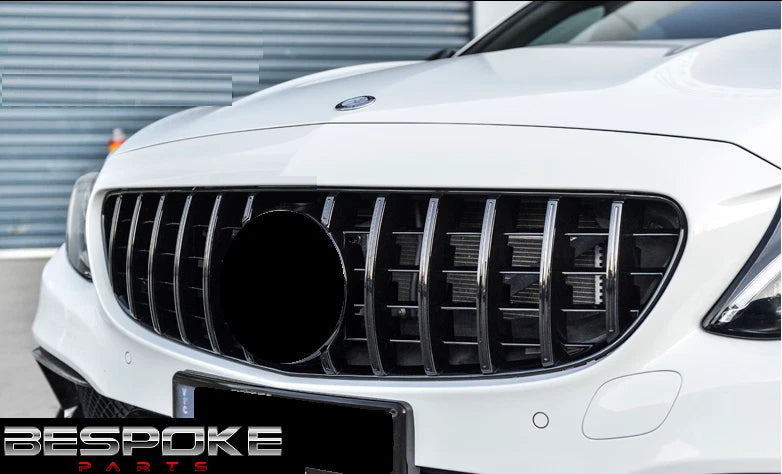 MERCEDES C CLASS W205 C200 C220 GT LIP PANAMERICAN NO CAMERA GRILLE GLOSS BLACK