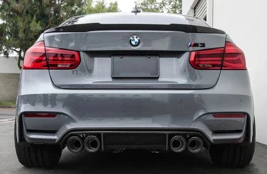 FOR BMW 3 SERIES F30 F80 M4 V STYLE REAR TRUNK LIP BOOT SPOILER GLOSS BLACK