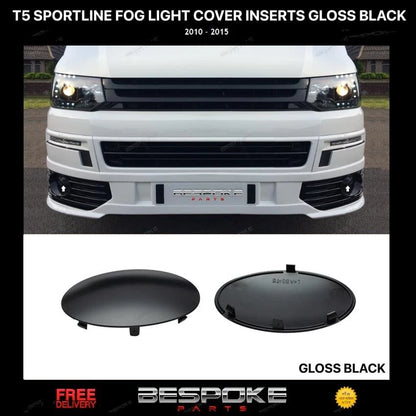 FOR VW T5 T5.1 FOG LAMP LIGHT COVER INSERTS SPORTLINE GLOSS BLACK LIP 2010+