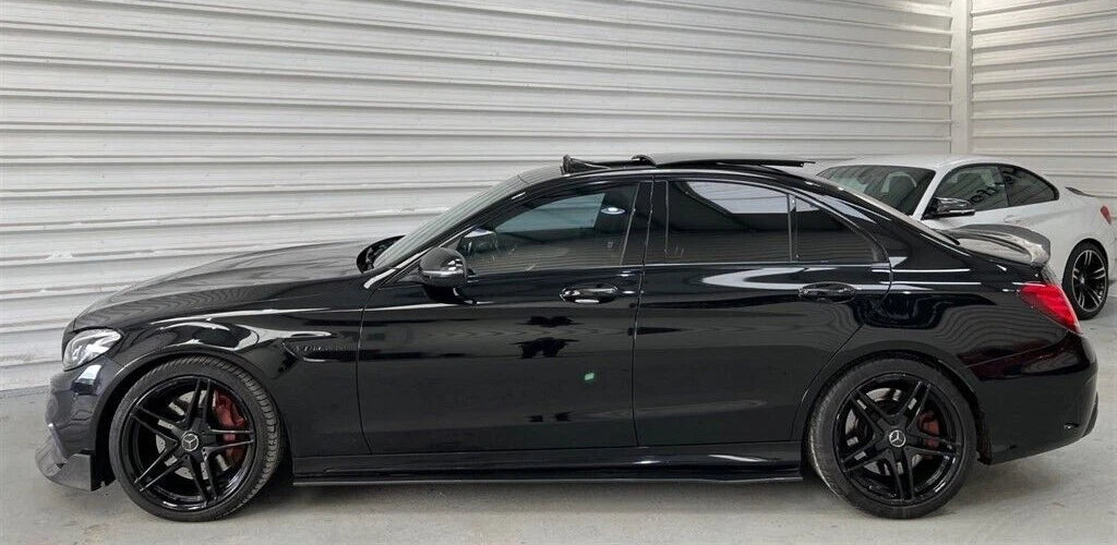 FOR MERCEDES W205 W204 C205 W176 A CARBON LOOK BLACK SIDE SKIRT EXTENTION LIP