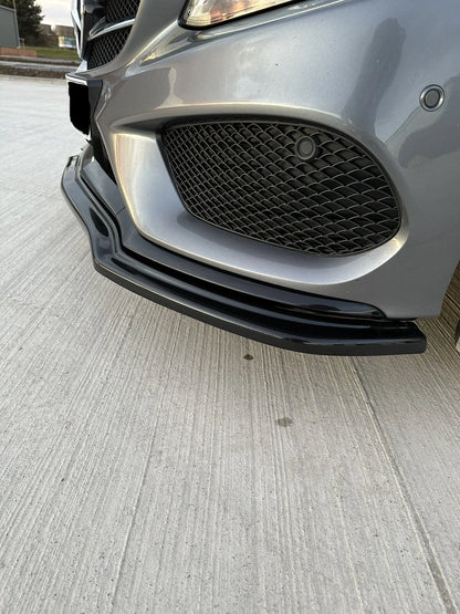 Mercedes W205 S205 C205 Front Gloss Black Bumper Spoiler Splitter AMG line C43