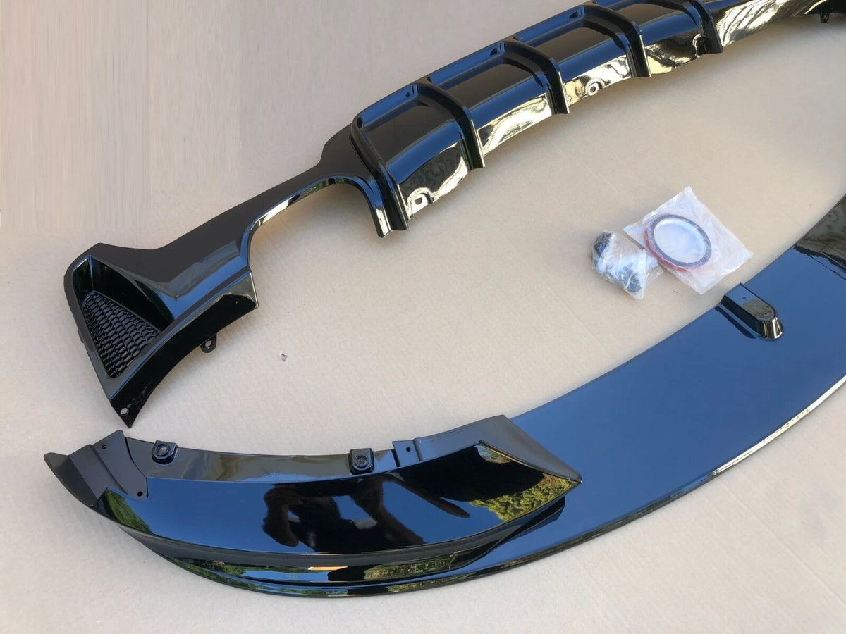 FOR BMW 4 SERIES F32 F 33 F36 M PERFORMANCE GLOSS BLACK REAR DIFFUSER FRONT LIP