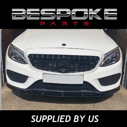 MERCEDES C CLASS W205 C200 C220 GT LIP PANAMERICAN NO CAMERA GRILLE GLOSS BLACK