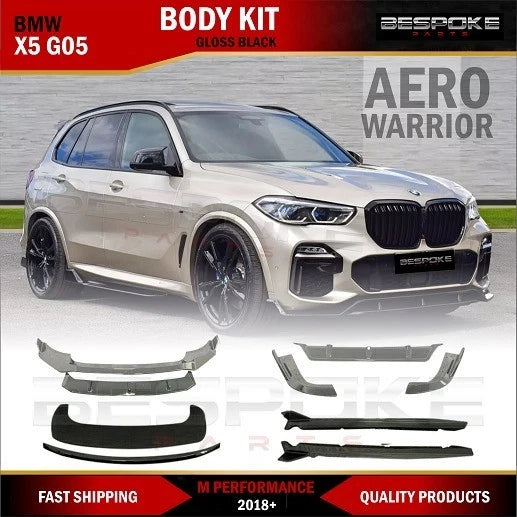 GLOSS BLACK BMW X5 G05 AERO BODY KIT FRONT LIP REAR DIFFUSER SIDE SKIRT SPLITTER