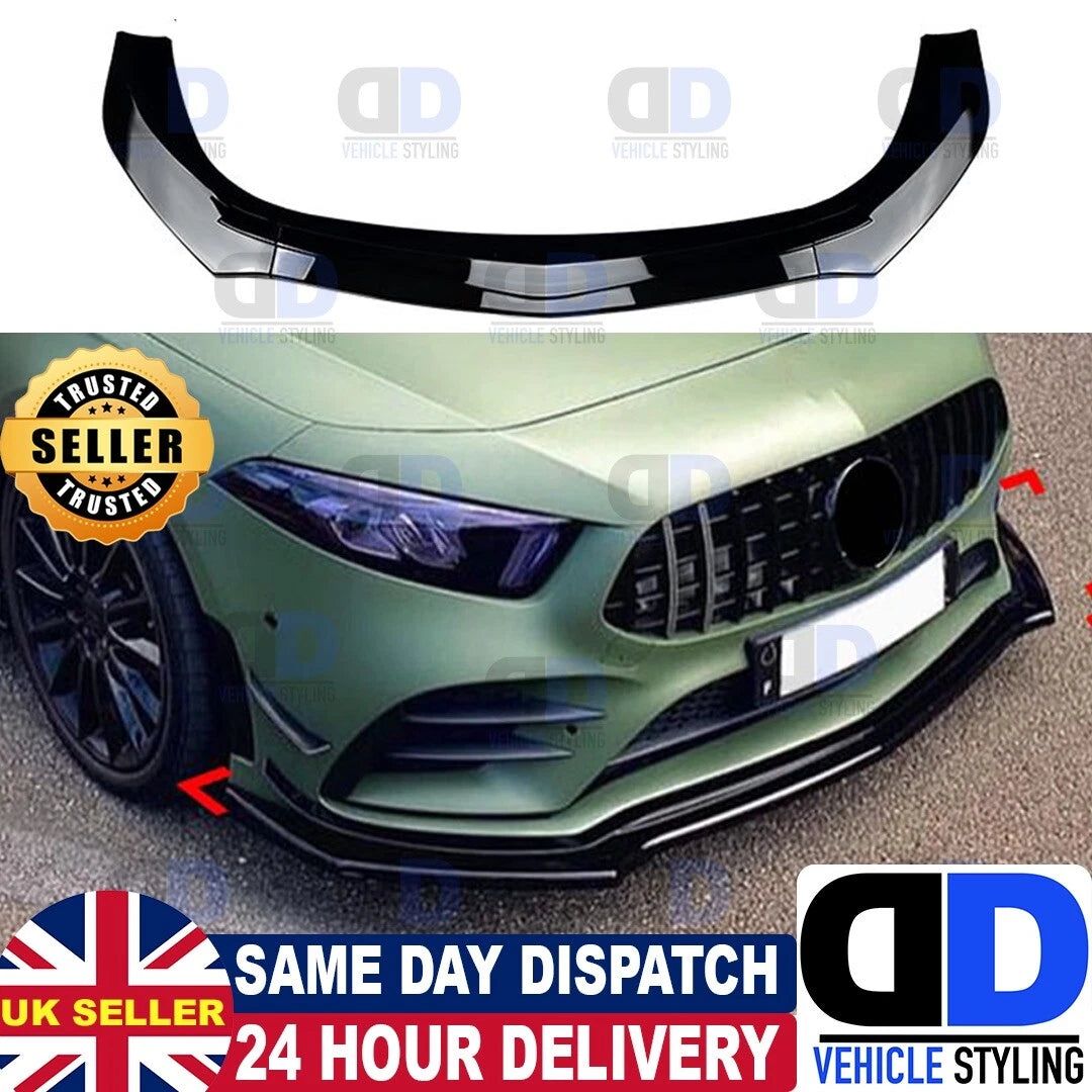 Mercedes W177 A45 A35 AMG LINE Gloss Black Front Splitter lip spoiler 2018+