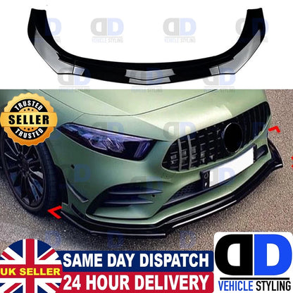 Mercedes W177 A45 A35 AMG LINE Gloss Black Front Splitter lip spoiler 2018+