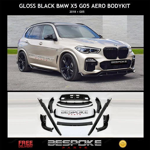 GLOSS BLACK BMW X5 G05 AERO BODY KIT FRONT LIP REAR DIFFUSER SIDE SKIRT SPLITTER