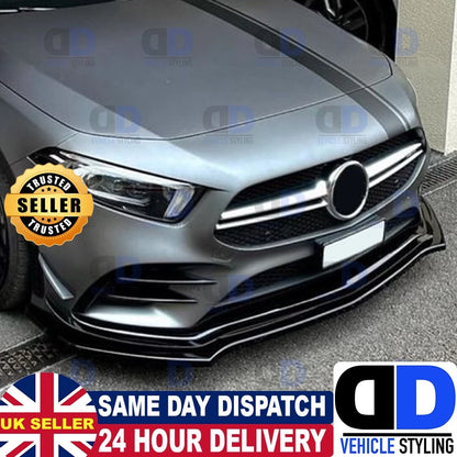Mercedes W177 A45 A35 AMG LINE Gloss Black Front Splitter lip spoiler 2018+