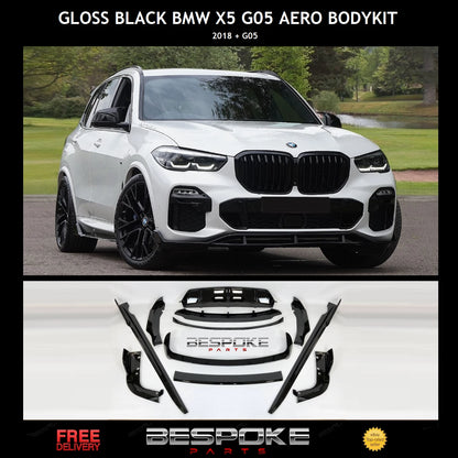 GLOSS BLACK BMW X5 G05 AERO BODY KIT FRONT LIP REAR DIFFUSER SIDE SKIRT SPLITTER