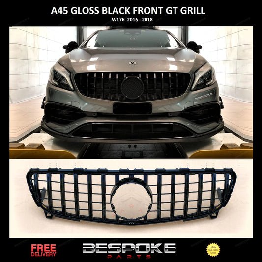 MERCEDES A CLASS GLOSS BLACK GT GRILL LIP 2015-2018 A45 W176 A180 A200 A220 AMG