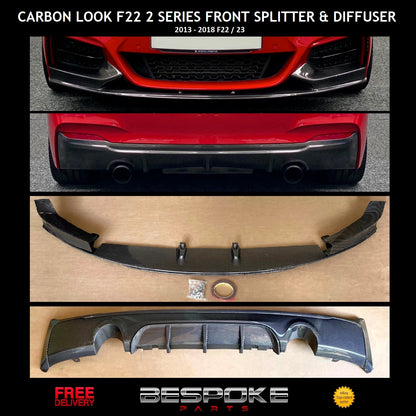 FOR BMW 2 SERIES F22 F23 FRONT LIP SPLITTER + REAR DIFFUSER M PERFORMANCE 2013+