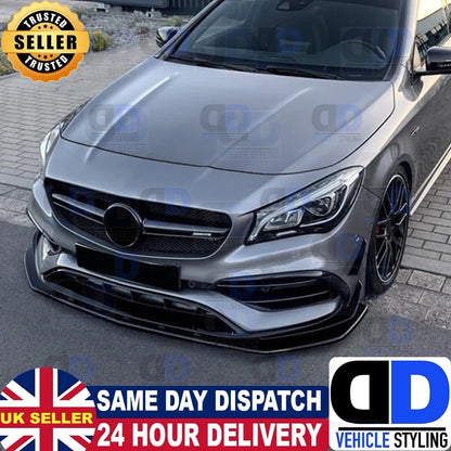 Mercedes CLA Class W117 CLA45 AMG Line Gloss Black Front Splitter Lip 16-19